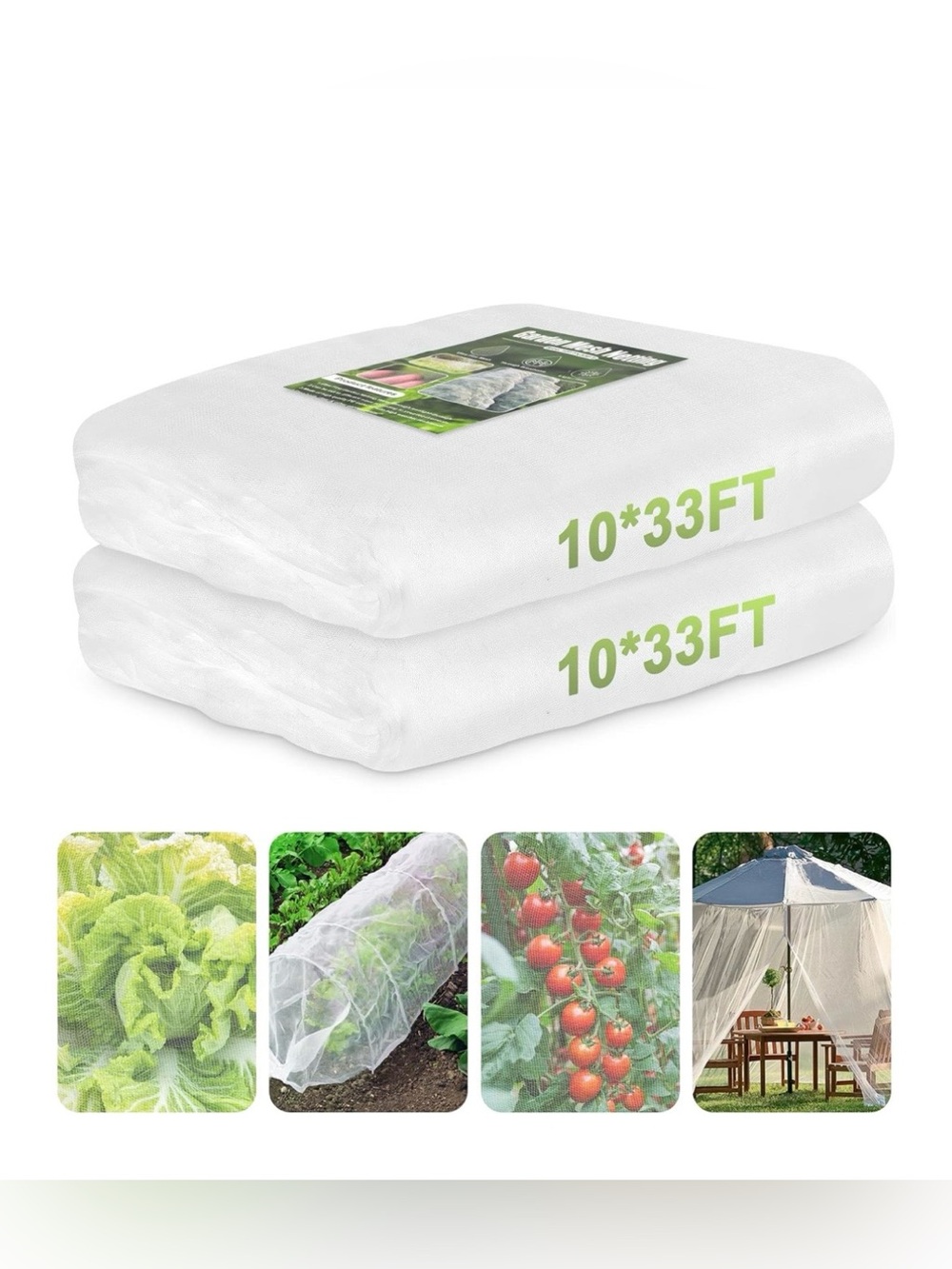 Garden Netting for Raised Beds Garden Protection
Plant, 2 Pcs 10x33Ft
Ultra Fine